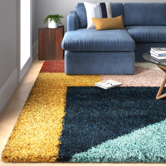 Mercury Row® Satter Performance Brown/Yellow/Blue Rug & Reviews Wayfair